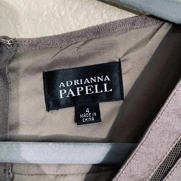 Adrianna Papell dark champagne dress shimmer tiered shutter pleated dress size 4 - Picture 3 of 9